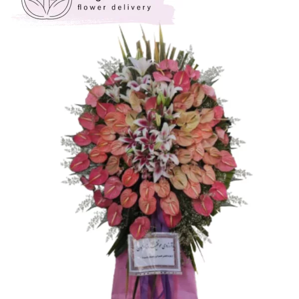 تاج گل یک طبقه رنگی برای نمایشگاه کد 1000