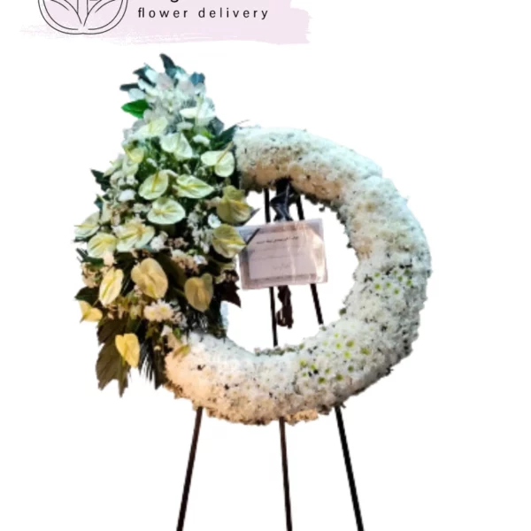 تاج گل درباری لیسینطوس و آنتریم برای ترحیم و تسلیت کد 2028