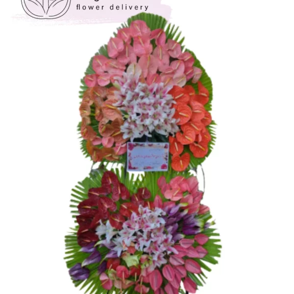 تاج گل دو طبقه فانتزی برای تبریک کد 2082