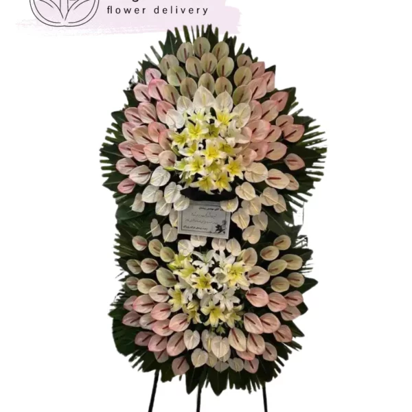 تاج گل مناسب تبریک دو طبقه کد 3041