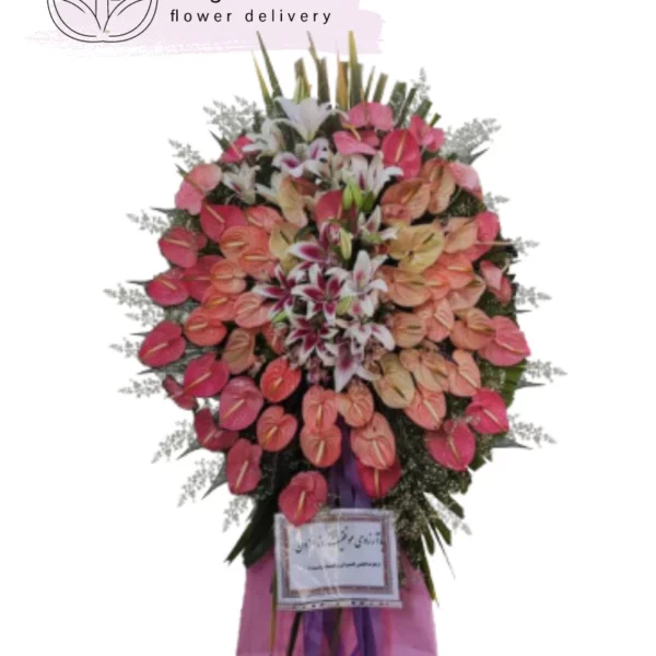 تاج گل یک طبقه فانتزی برای نمایشگاه و افتتاحیه کد 1004